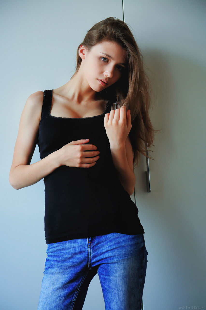Brunette teen Mila Azul exposes her gorgeous big tits and poses nude (20P)